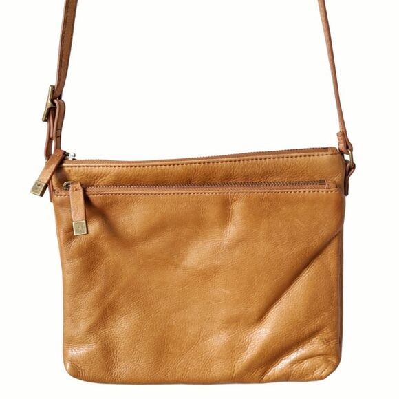 MARGOT New York Whiskey Tan Leather Accordion Crossbody - Picture 3 of 16